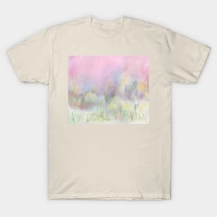 Sunrise Foggy Morning  Watercolour Landscape Painting T-Shirt